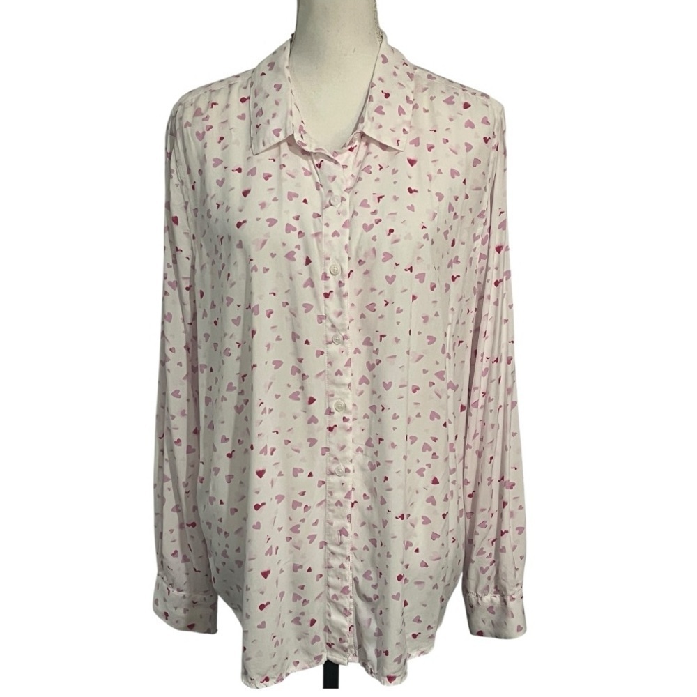 Casa Cabana Pink Heart Pattern Shirt size XL EUC - Picture 1 of 7